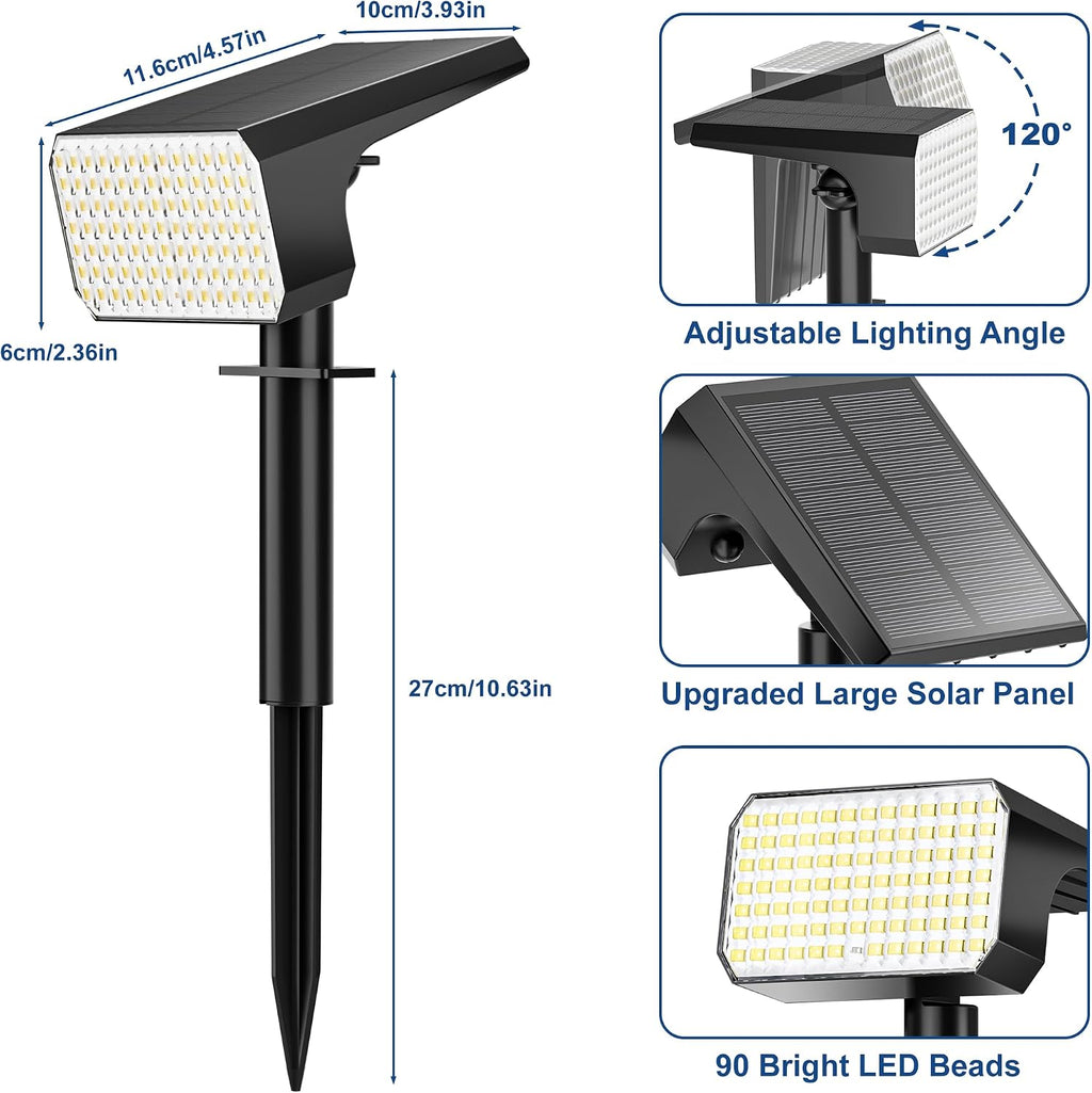 LANSOW Solar Spot Lights Outdoor 90LED 12 Pack Cool White& Solar Lights Outdoor Waterproof 8 Pack Warm White
