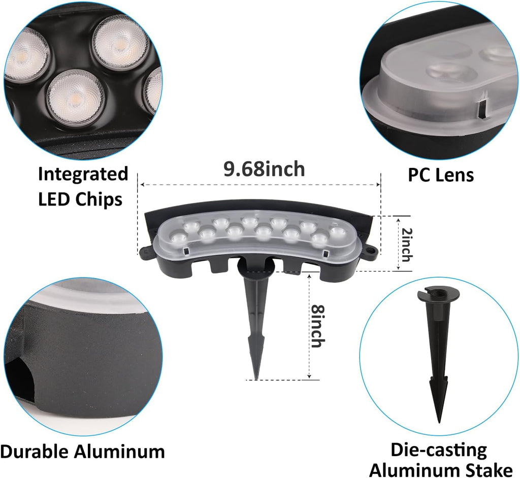 Low Voltage Flood Lights, 9W Bright LED Uplighting Outdoor, Wired Spot Lights Outdoor, 12V Low Voltage Floodlights for Tree Wall House, Aluminum, 2000K, Unique Design, Black (6PACK 2000K)