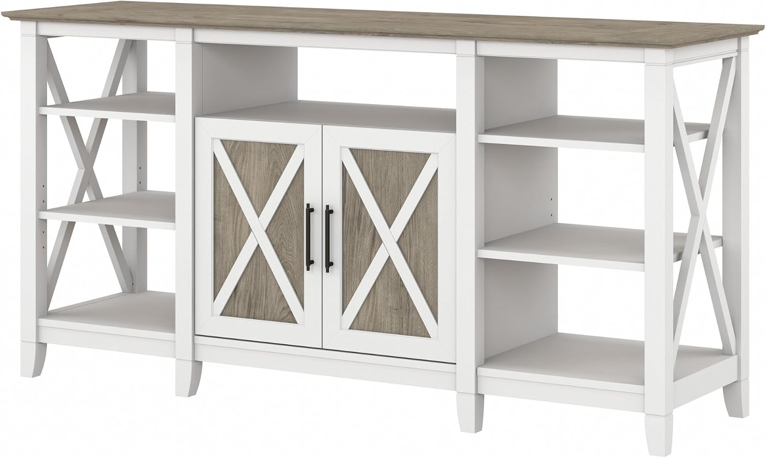 Bush Home Key West Farmhouse TV Stand for 65 Inch TV, Tall Entertainment Center with Storage