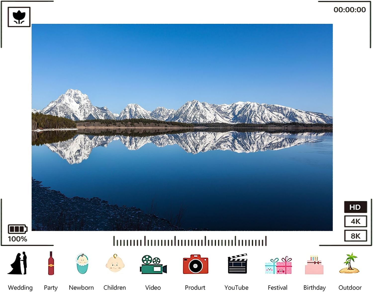 Trykid 20x10ft Grand Teton Backdrop Snow Capped Peaks Mirror Lake Reflections Clear Blue Sky Serene Landscape Photography Background Wedding Birthday Party Decoration Photo Booth Prop Fabric