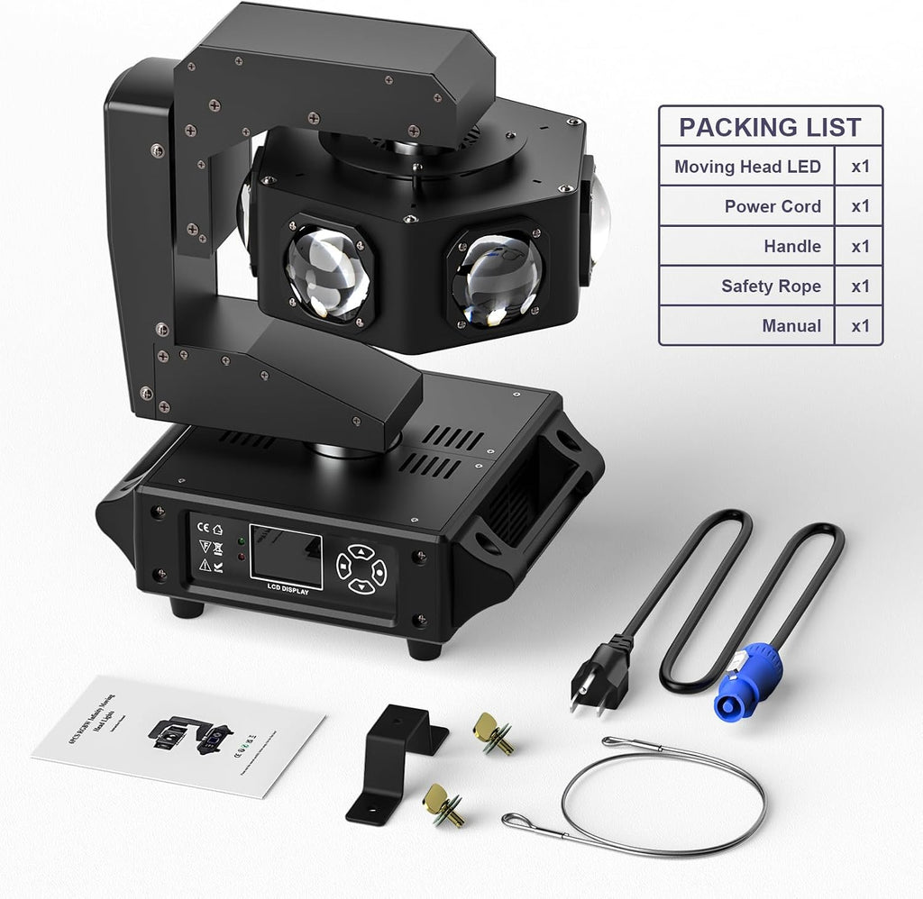 Moving Head DJ Lights, 6 x 40W RGBW Stage Lighting with 3-Axis Linkage, Z-Axis Infinite Rotation DMX & Sound Activated, DJ Lights Beam Spotlight, Perfect for DJ, Party, Wedding, Bar (6 Pack)