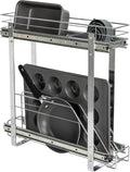 Household Essentials Glidez Multipurpose Chrome-Plated Steel Pull-Out/Slide-Out Storage Organizer for Cookware and Bakeware - 2-Tier Design - Fits Standard Size Cabinet or Shelf, Chrome