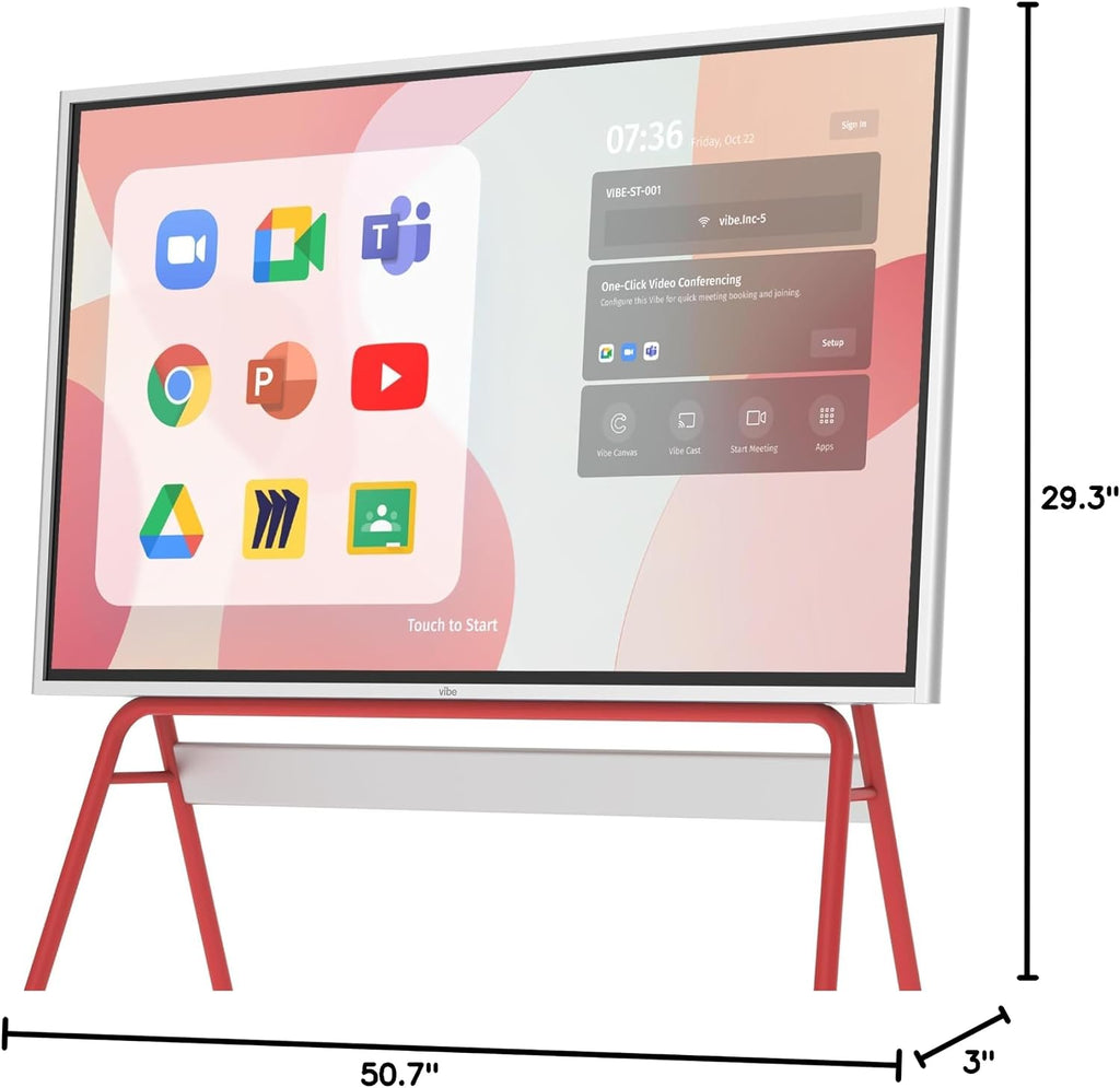 Vibe S1 4K UHD Smart Board, 55 Inch Digital Whiteboard for Office and Classroom, Chrome OS and 250+ Free Apps, Electronic Presentation Meeting Device for Hybrid Work, Interactive Touchscreen Display