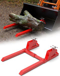 Upgraded 43' Tractor Bucket Forks,Clamp on Pallet Forks with Anti-Slip Tongue 2000LBS,Twin Screw Design,Adjustable Stabilizer Bar,Heavy Duty Skid Steer Pallet Forks for Tractor Bucket Loader, Red