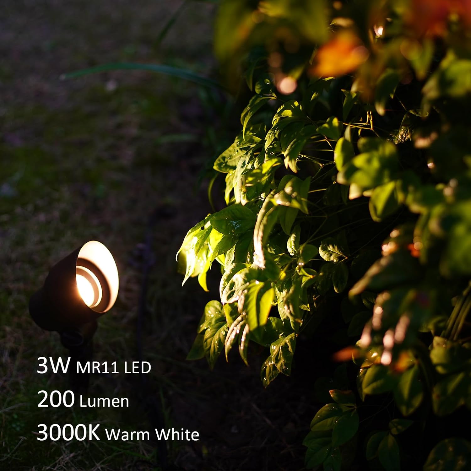 GOODSMANN Metal Landscape Lighting Kit 8PK Hardwired Low Voltage Spotlights 12V AC 3W LED Outdoor Spot Lights 200 Lumen Warm White with Replaceable Bulbs Stakes and Connectors