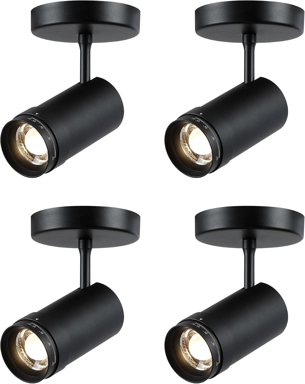 4 Pcs 9W LED Zoomable Ceiling Spotlight, Dimmable, Adjustable Beam Angle 10-55°, Swivel, CRI 97, Matte White Aluminum, Wired Accent Lamp for Corridor, Artwork, Living Room, and Modern Interiors
