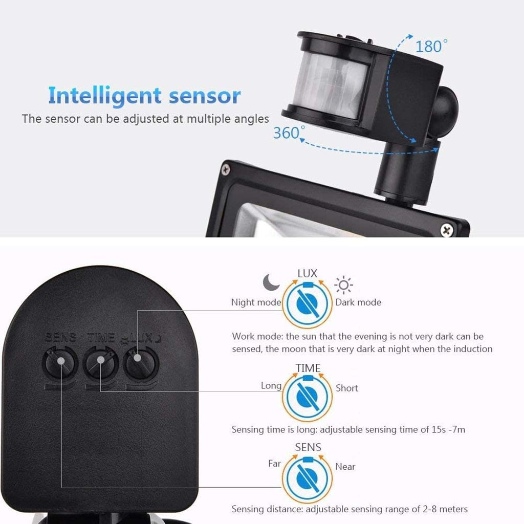 Solar Flood Lights 20W Warm White LED Spotlight with Motion, Outdoor Floodlights, Ip65 Waterproof Lamp, 2000Lm, 2800 3200 K