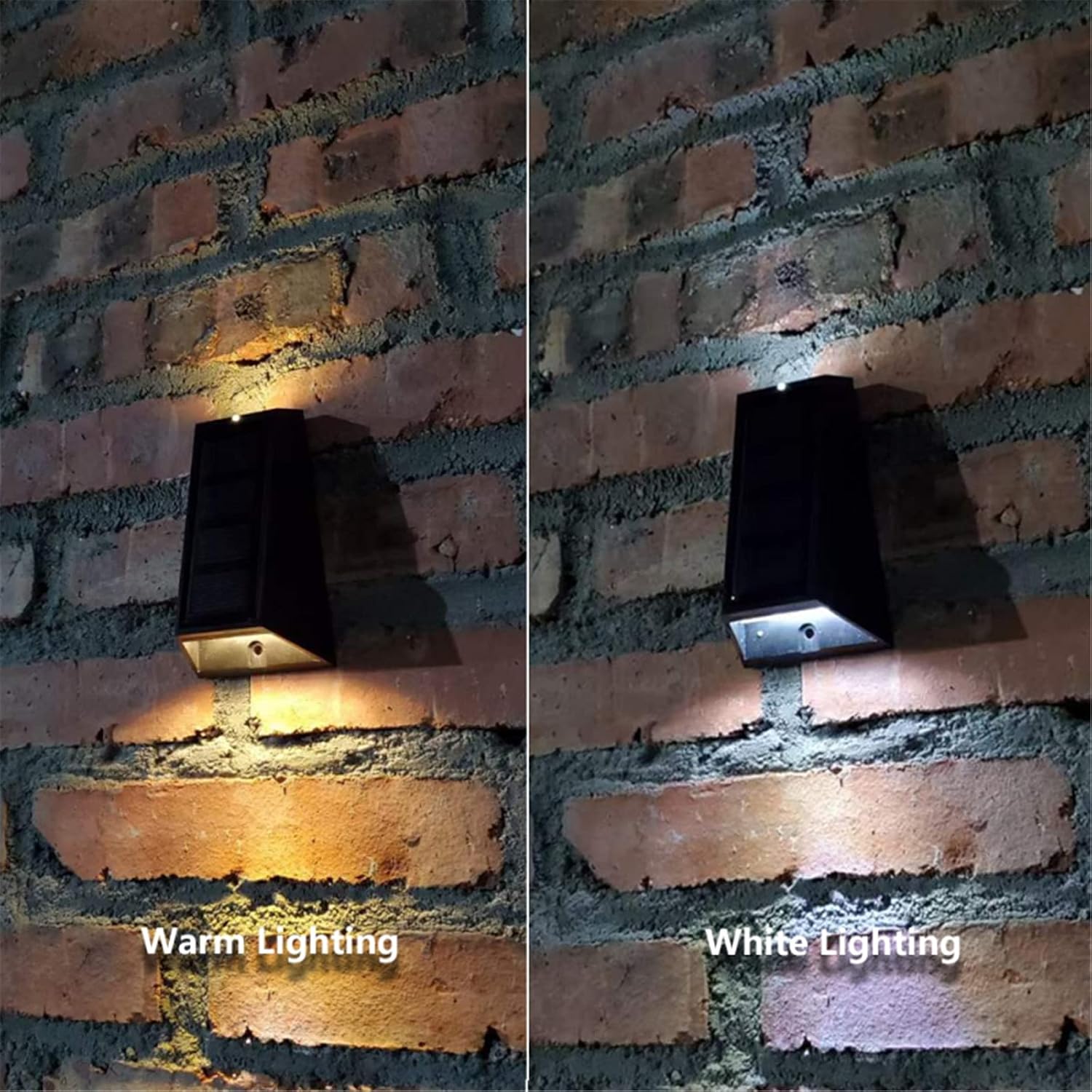 Solar Wall Lights, 2 Pcs Up and Down Waterproof Solar Fence Lights with 7 Color Changing/Warm and White Exterior Garden Wall Sconce