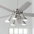 Casa Vieja 52' Journey Modern Industrial Indoor Ceiling Fan with Light Kit LED Dimmable Remote Control Brushed Nickel Blade 5-Light for House Bedroom Living Room Home Kitchen Dining Office