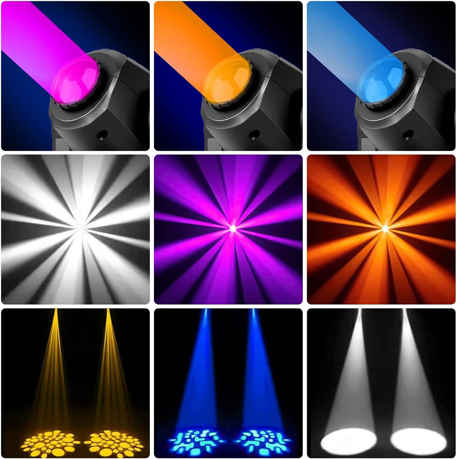 Stage Lights Moving Head Lights 8 Gobos 8 Colors 11 Channels 60W Spotlights DMX 512 with Sound Activated for Wedding DJ Party Stage Lighting 2PCS