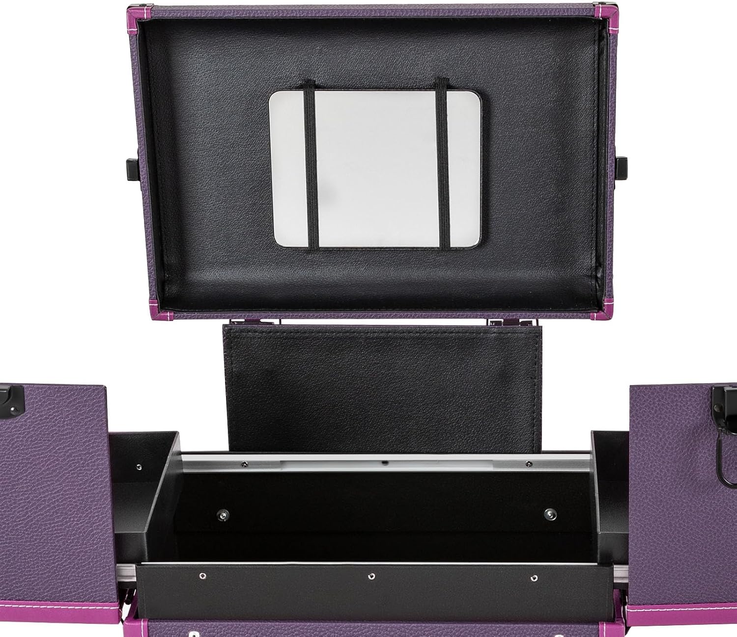 Professional Rolling Makeup Case Train Case Portable Cosmetic Organizer Trolley Lockable Rolling Make-ups Case Storage Cart Makeup Train Case Cosmetology Case On Wheels (Purple|4 trays)