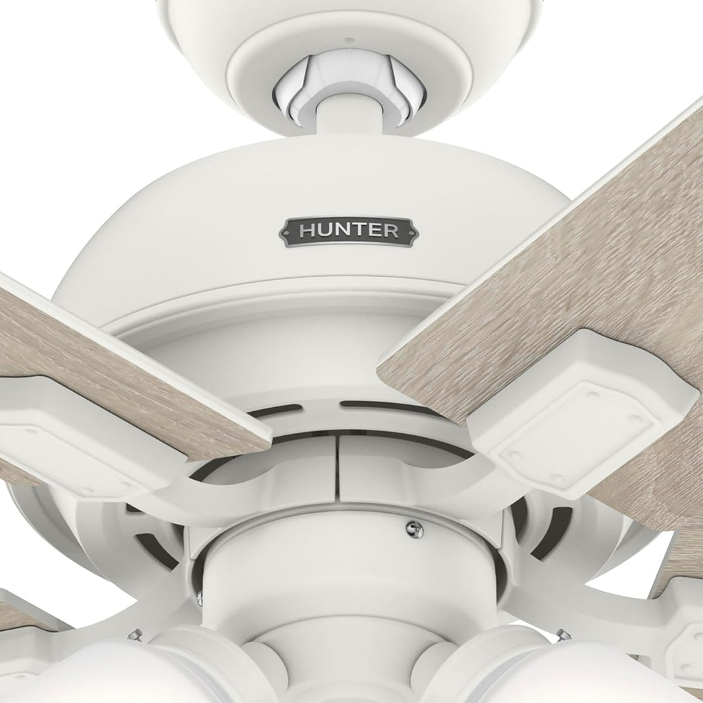Hunter Fan 44 inch White Indoor Ceiling Fan with Lights and Pull Chain for Bedroom, Living Room/Family Room, Dining Room, Kitchen, Office (Renewed)