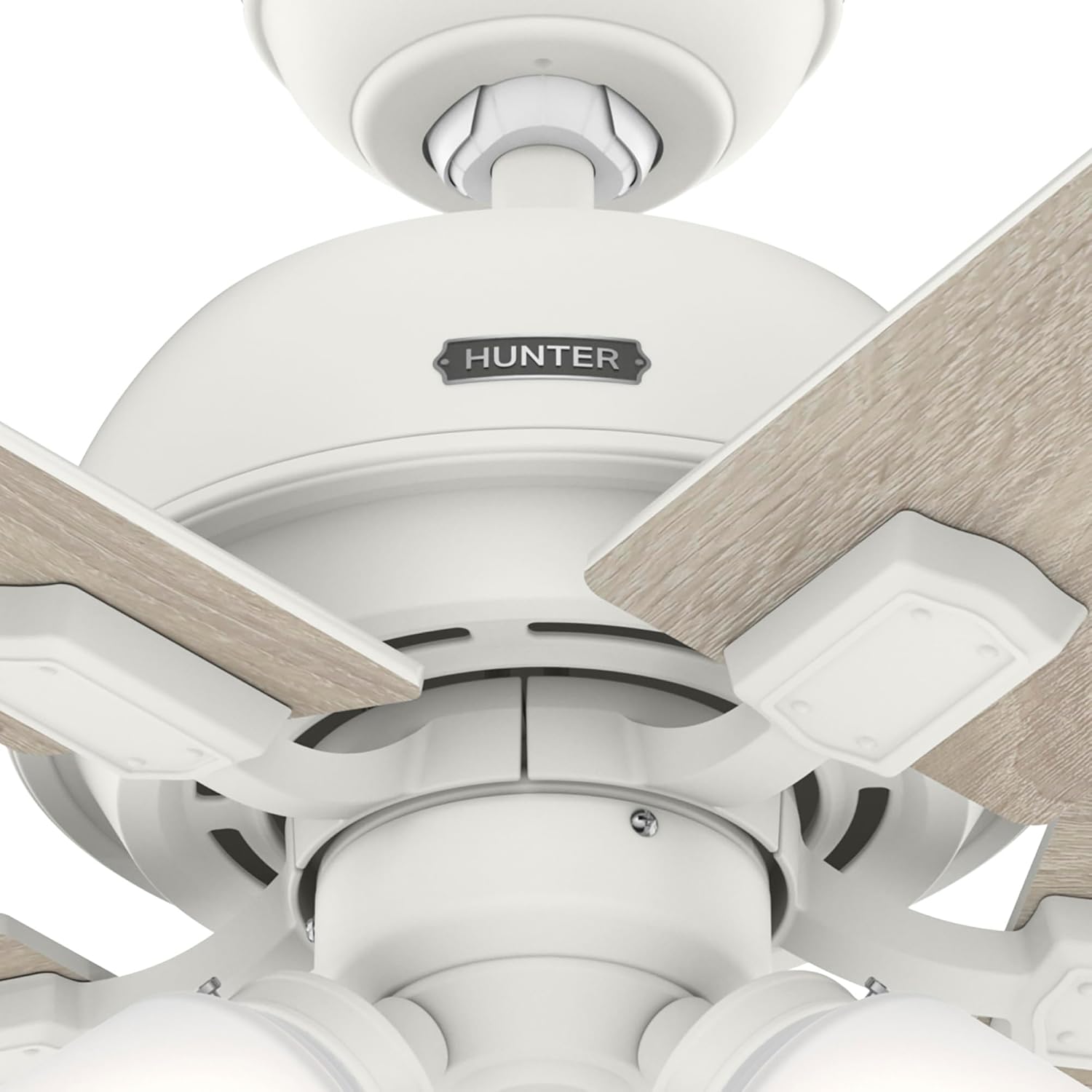 Hunter Fan 44 inch White Indoor Ceiling Fan with Lights and Pull Chain for Bedroom, Living Room/Family Room, Dining Room, Kitchen, Office (Renewed)