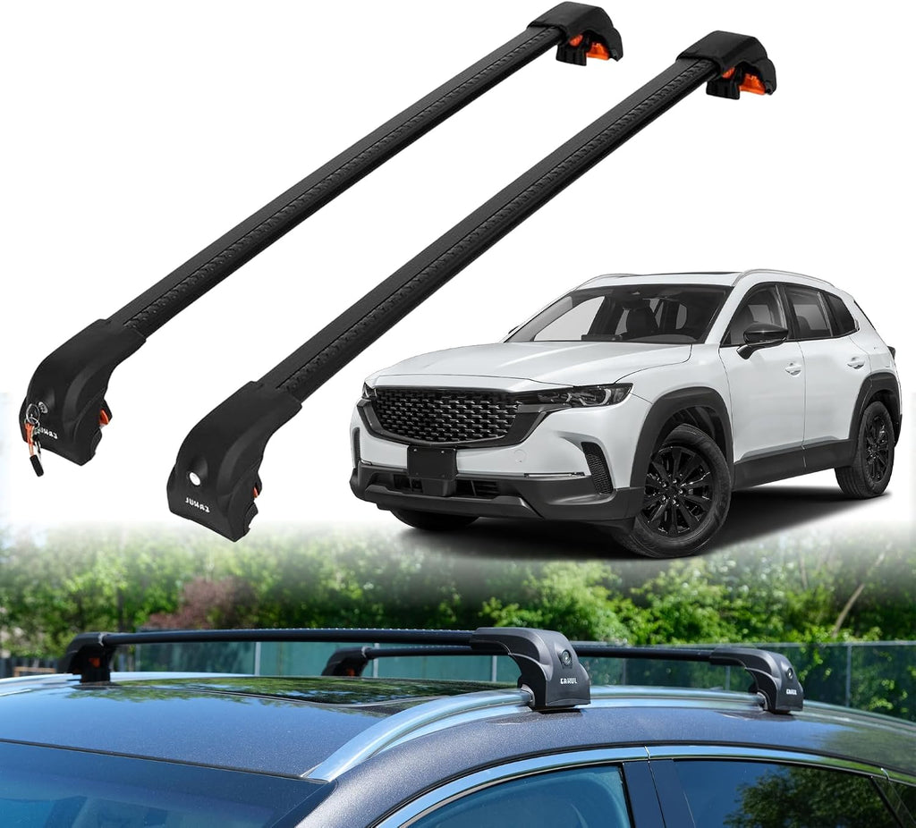 ERKUL Heavy Duty Roof Rack Cross Bars for Mazda CX-50 2023-2026 | Upgraded Aero Aluminum Crossbars with Smart Clamp System | Compatible with Flush Rails - Black