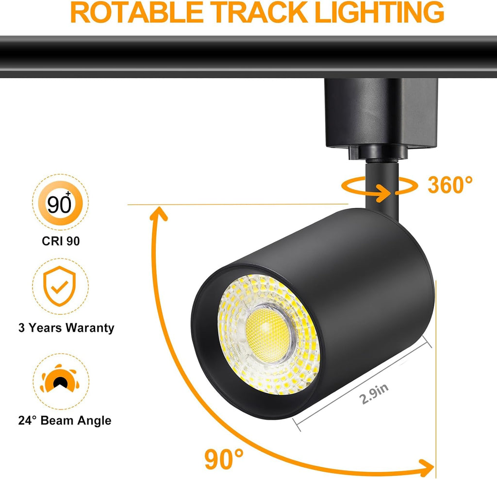 VANoopee 16-Pack 10W Dimmable LED Track Lighting Heads H Type Track Light Replacement Fixtures Bright 4000K Neutral White Ceiling Spotlight for Accent Task Art, Flicker Free CRI90+ 24° 800lm Black