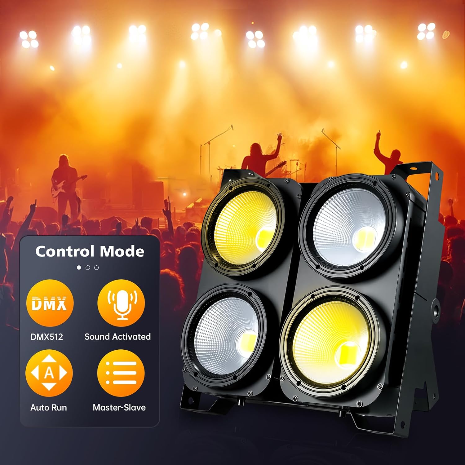4x100W Cob Blinder Stage Spotlight,4 Eye Warm Cold White 2in1 Spliceable LED Par Lights,DMX512 Audience Stage Spot Light for Church Wedding dj Show Photostudio Theater