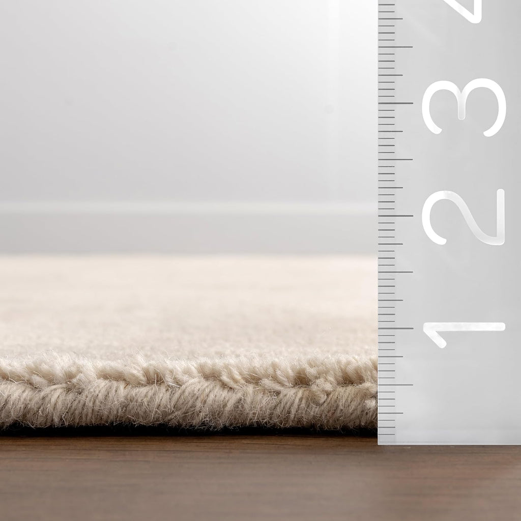 Rugs USA Maru Handmade, Beige, 4' x 6', Solid, Wool, Soft and Cozy, High Traffic, Stain Resistant, Easy Clean, Durable Area Rug for Bedroom, Living Room, Dining Space, Den, Foyer, Entryway