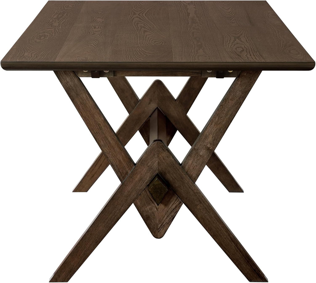 Christopher Knight Home Hiro 63 Inch Dining Table for 6 People, Modern Farmhouse Kitchen Table with Double V Legs, Wooden Rectangular Kitchen and Dining Room Furniture, Home Office, Walnut