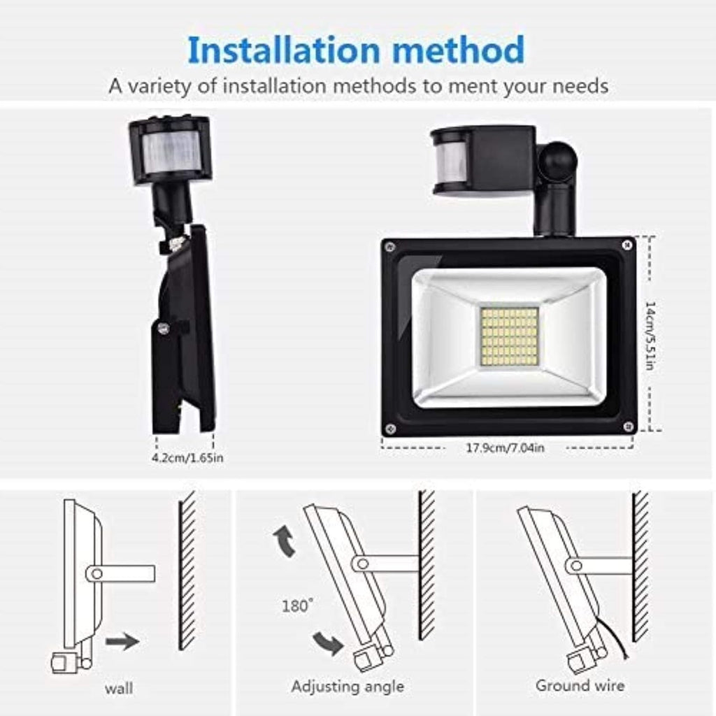 Solar Flood Lights 20W Warm White LED Spotlight with Motion, Outdoor Floodlights, Ip65 Waterproof Lamp, 2000Lm, 2800 3200 K