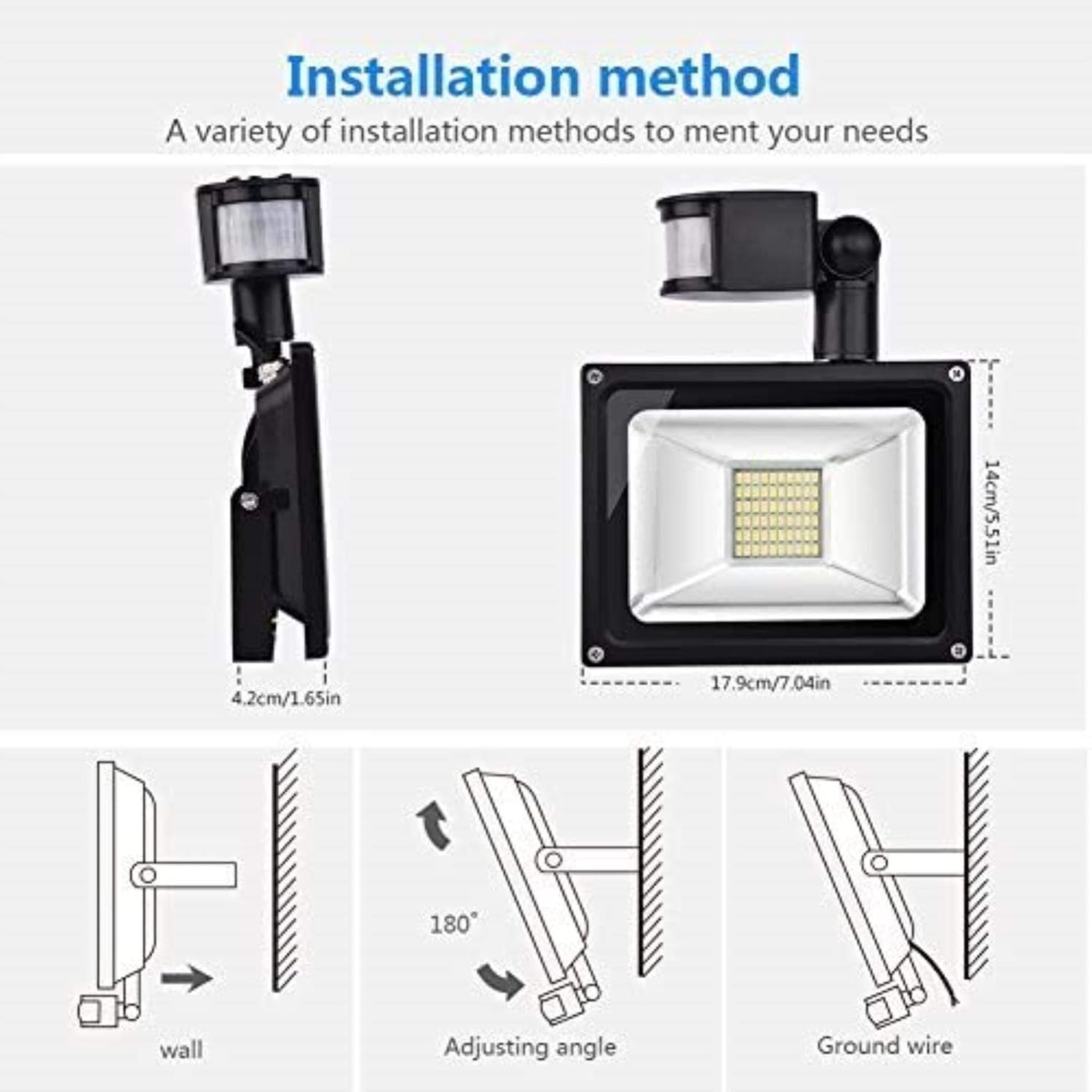 Solar Flood Lights 20W Warm White LED Spotlight with Motion, Outdoor Floodlights, Ip65 Waterproof Lamp, 2000Lm, 2800 3200 K