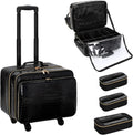 OCHEAL Rolling Makeup Train Case, 18' Carry On Travel Cosmetic Organizer Suitcase,Extra Large Trolley Makeup Storage Case On Wheels,3 Layers with 3pcs Traveling Bags for Hairstylist Cosmetology Artist