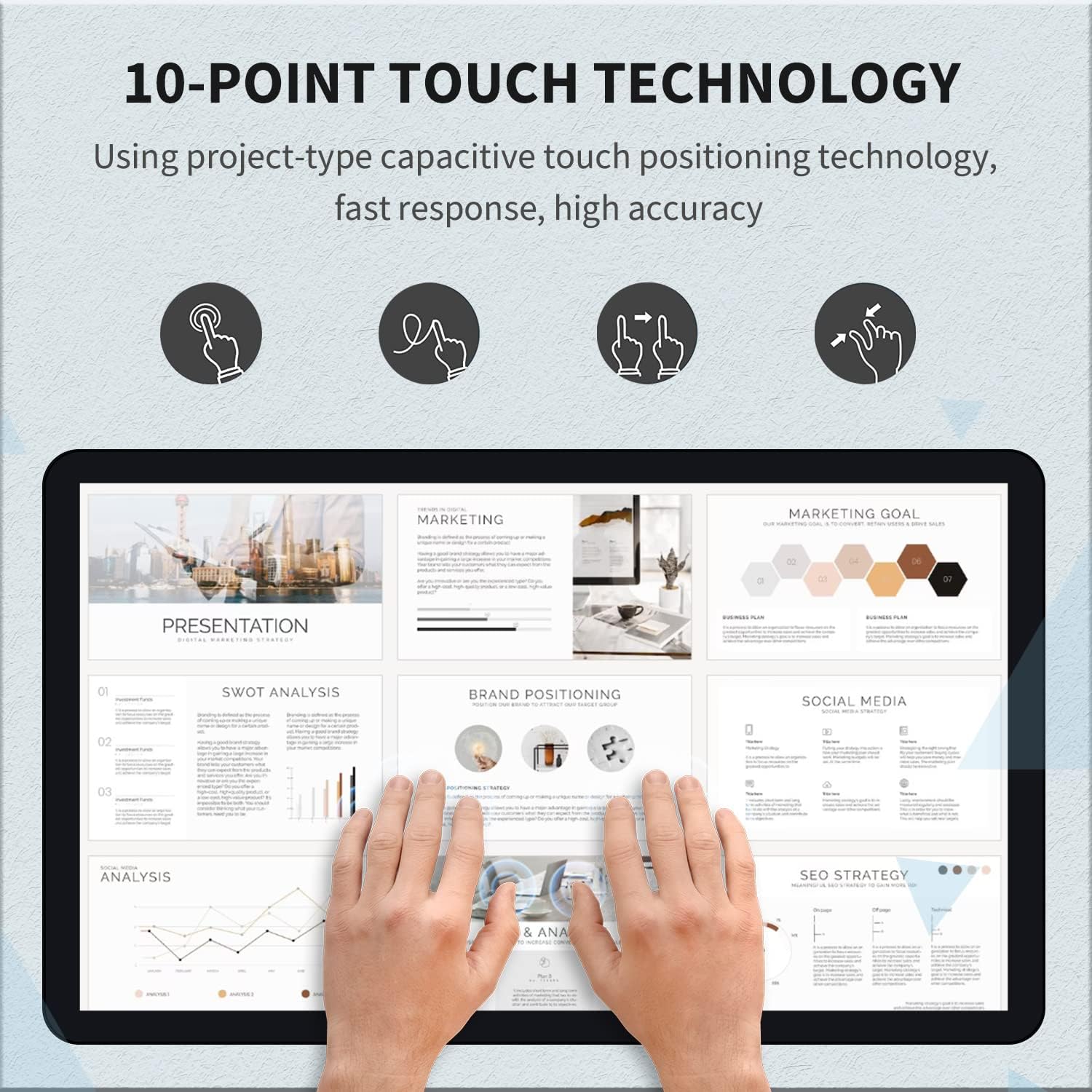 27 inch Touch Screen PC Monitor, Intel i7, 8GB RAM, 256G SSD, 16:9 FHD 1080P, Windows 10, Smart Board for Classroom, Meeting & Home, USB, VGA & HD-MI Monitor