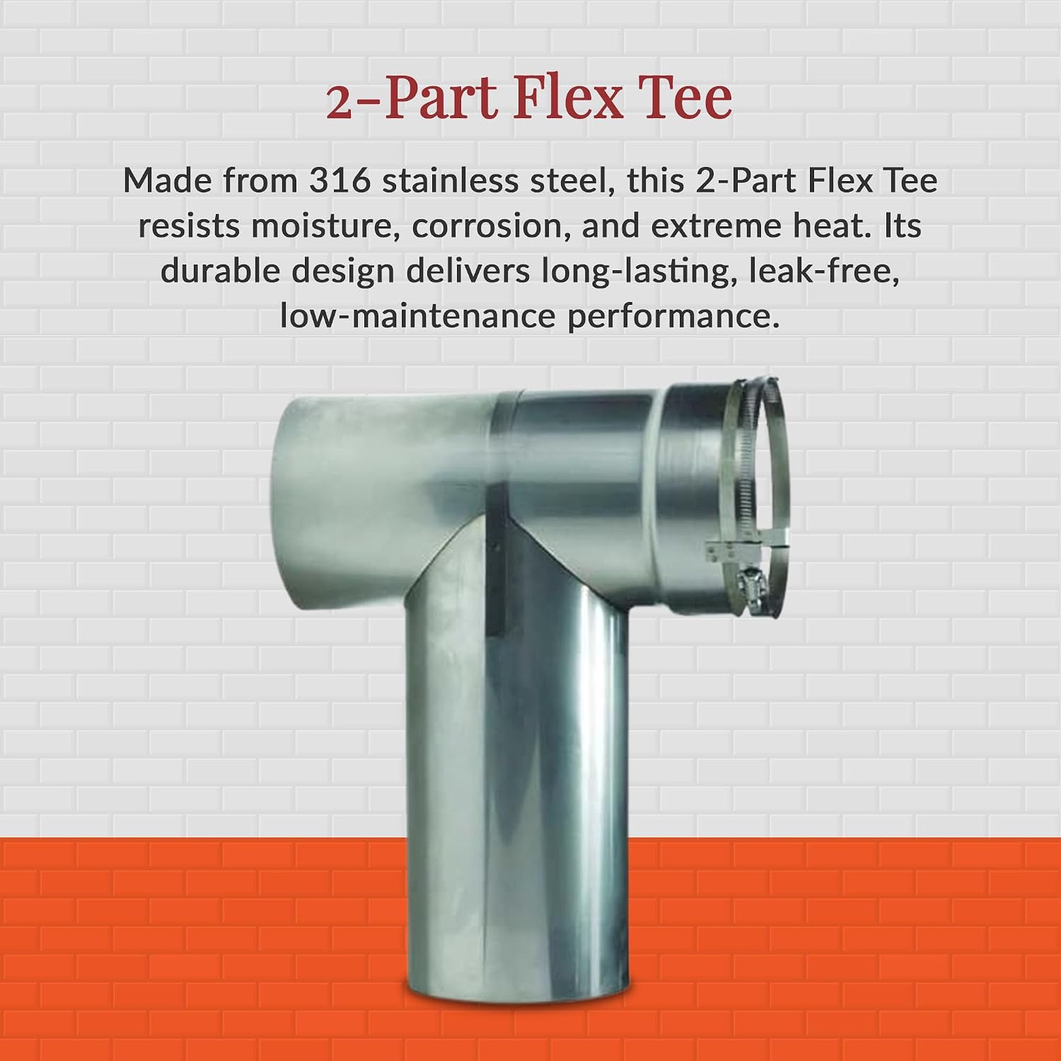 Fireside Chimney Supply 2-Part Flex Tee | 316 Stainless Steel Chimney Tee | All-Fuel Vent Connector | Quick-Connect Flex Tee | Heavy-Duty 6 Inch