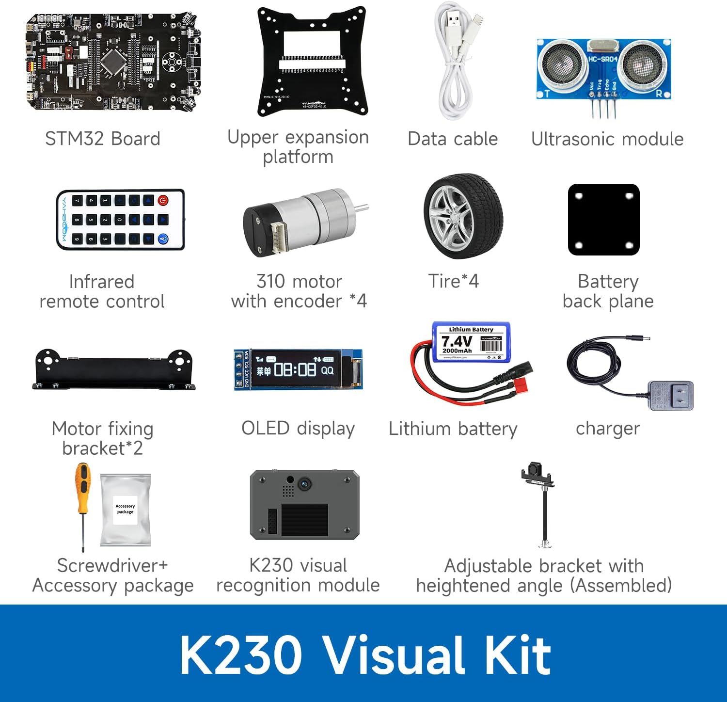 Yahboom STM32 Smart Car Development 2-in-1 Supports AI Voice Interaction, AI Visual Recognition MicroPython DIY Programming Electronic Project (K230 Visual Kit)