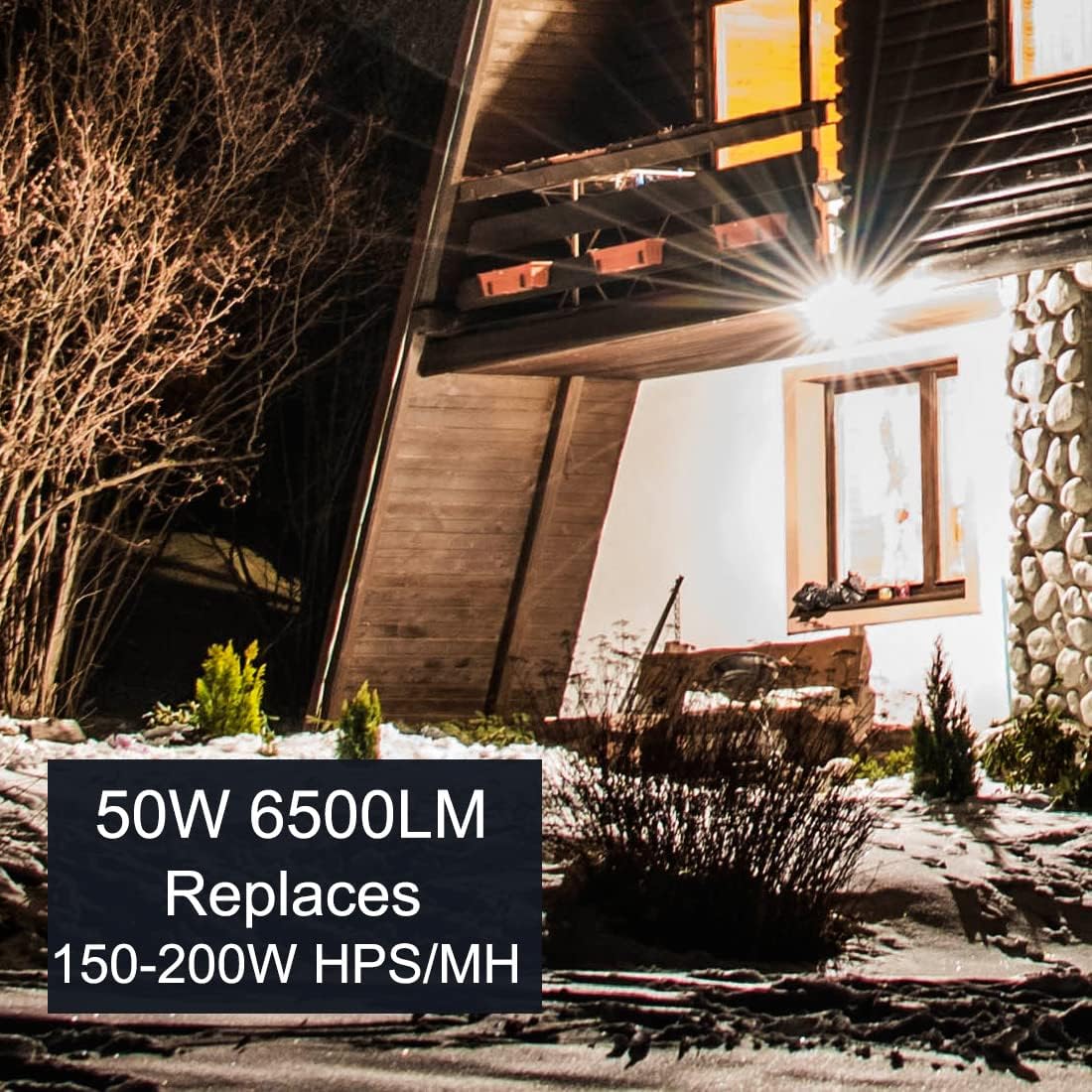 kadision LED Flood Light Outdoor with Dusk to Dawn Photocell, 50W 6500LM IP65 Waterproof Adjustable Knuckle Mount LED Flood Lights 5000K 100-277V ETL Listed (Pack of 3)