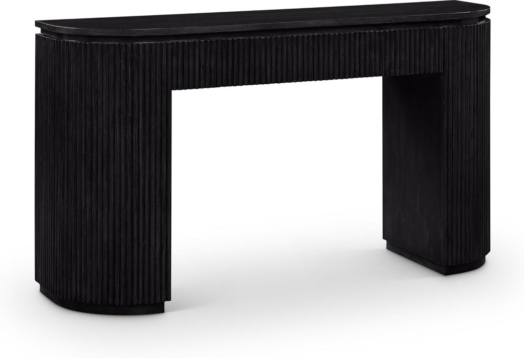 Meridian Furniture 818Black-T Astrid Collection Modern | Contemporary Vanity/Desk/Console Table with Rich Black Finish, Solid Wood and Oak Veneer, Fluted Wood, 52' W x 14' D x 30' H, Black