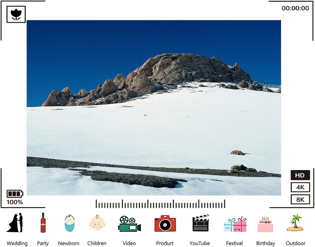 Trykid 20x10ft Rocky Summit Backdrop Snow Slopes Clear Blue Sky ICY Terrain Rugged Outcrops Frosty Plains Open Terrain Photography Background Wedding Party Decoration Photo Booth Prop Fabric