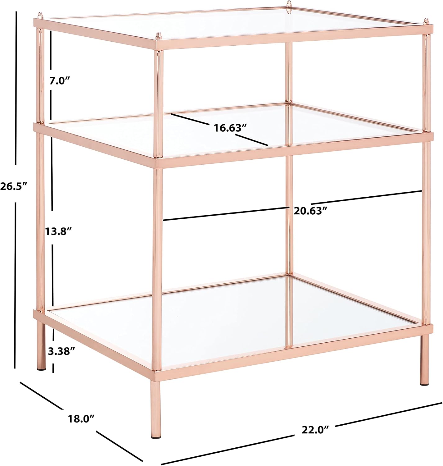 Safavieh Home Collection ACC6203 Accent Table, Rose Gold/Glass