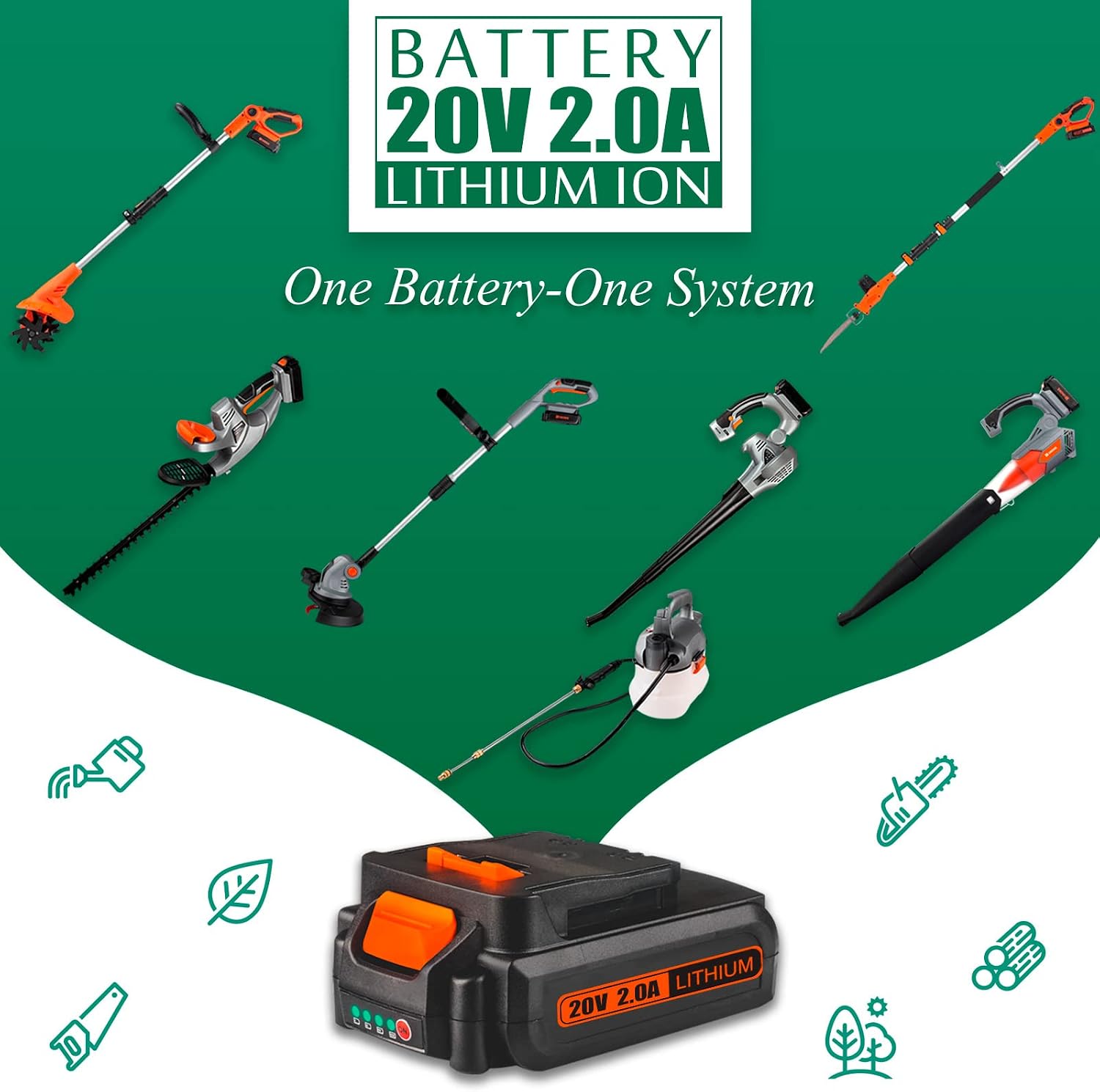 Ukoke Cordless Pole Tree Pruning 8.3-Inch Blade Saw for Tree Trmming, 20V 2.0A Battery & Charger Included,UPS-01