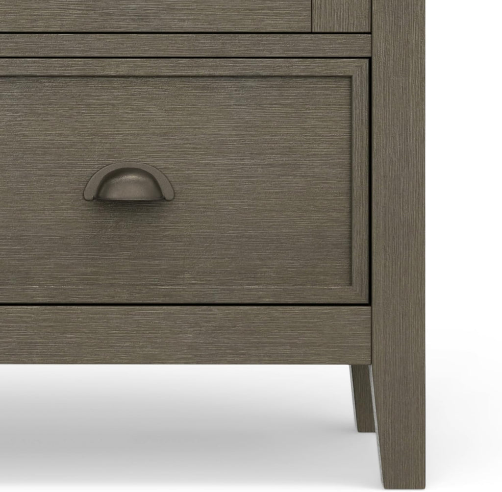 SIMPLIHOME Redmond Storage Cabinet - 39 inch Wide Solid Wood Medium Storage Cabinet in Farmhouse Grey, Transitional Accent Cabinet for Entryway or Living Room with 4 Drawers and Cabinet Storage