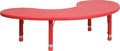 Flash Furniture 35''W x 65''L Half-Moon Red Plastic Height Adjustable Activity Table
