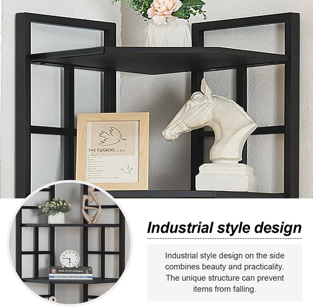 HOMISSUE Corner Shelf, 6 Tier Tall Narrow Bookshelf 76.9', Industrial Corner Bookcase with Storage for Home Office Living Room and Bedroom, Black