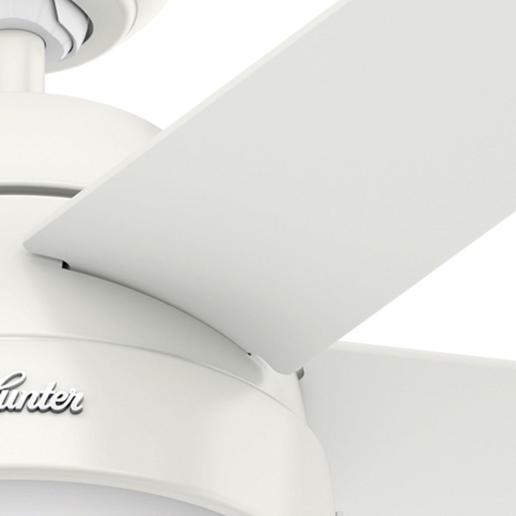 Hunter Fan 46 inch Contemporary Low Profile Ceiling Fan with Light Kit in Fresh White (Renewed)