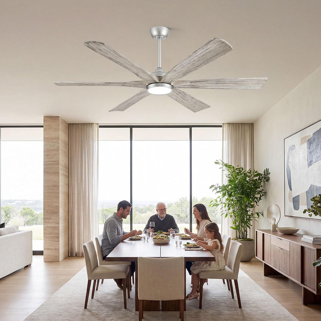 72 Inch Smart Ceiling Fan with Light, Remote/Alexa/APP Control, Rustic 6 Solid Wood Blades, ETL Listed Quiet DC Motor, 9268 CFM Large Airflow, for Indoor High Ceiling, Outdoor Covered Patio