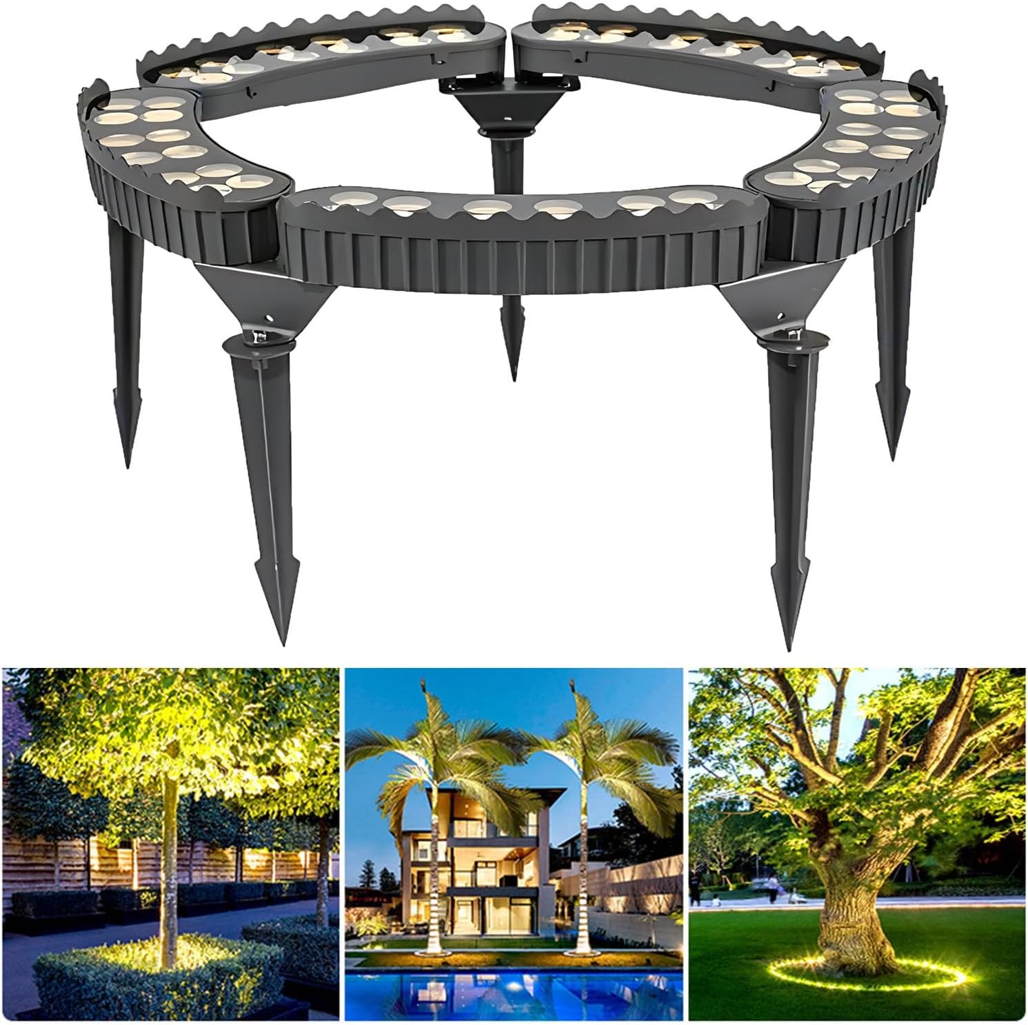 Outdoor Led Garden Lights, Courtyards Ring Tree Light, Aluminum Landscape Spotlights for Trees, Easy to Use(Warm White Light,Pack of 5)