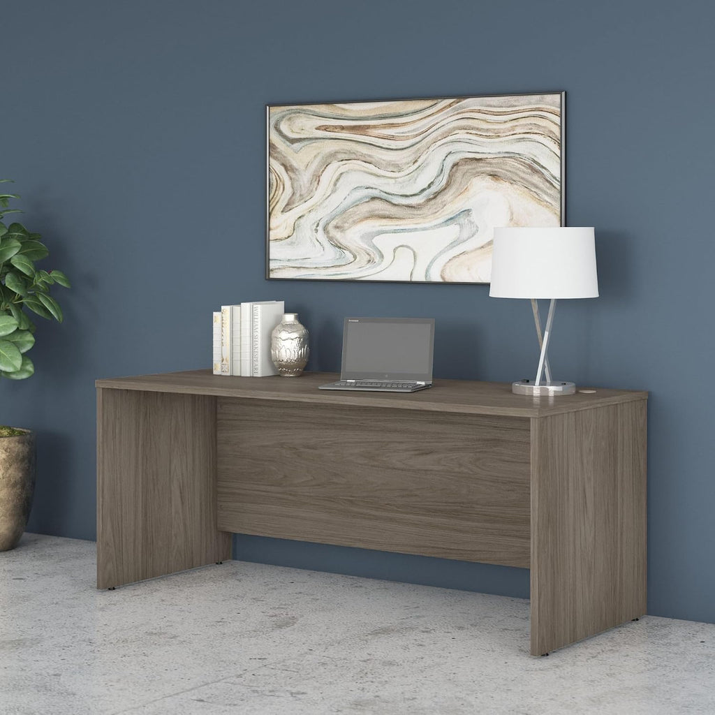 Bush Business Furniture Studio C 72W Computer Desk with Wire Management and Modesty Panel in Modern Hickory, Professional Table for Home Office and Corporate Office