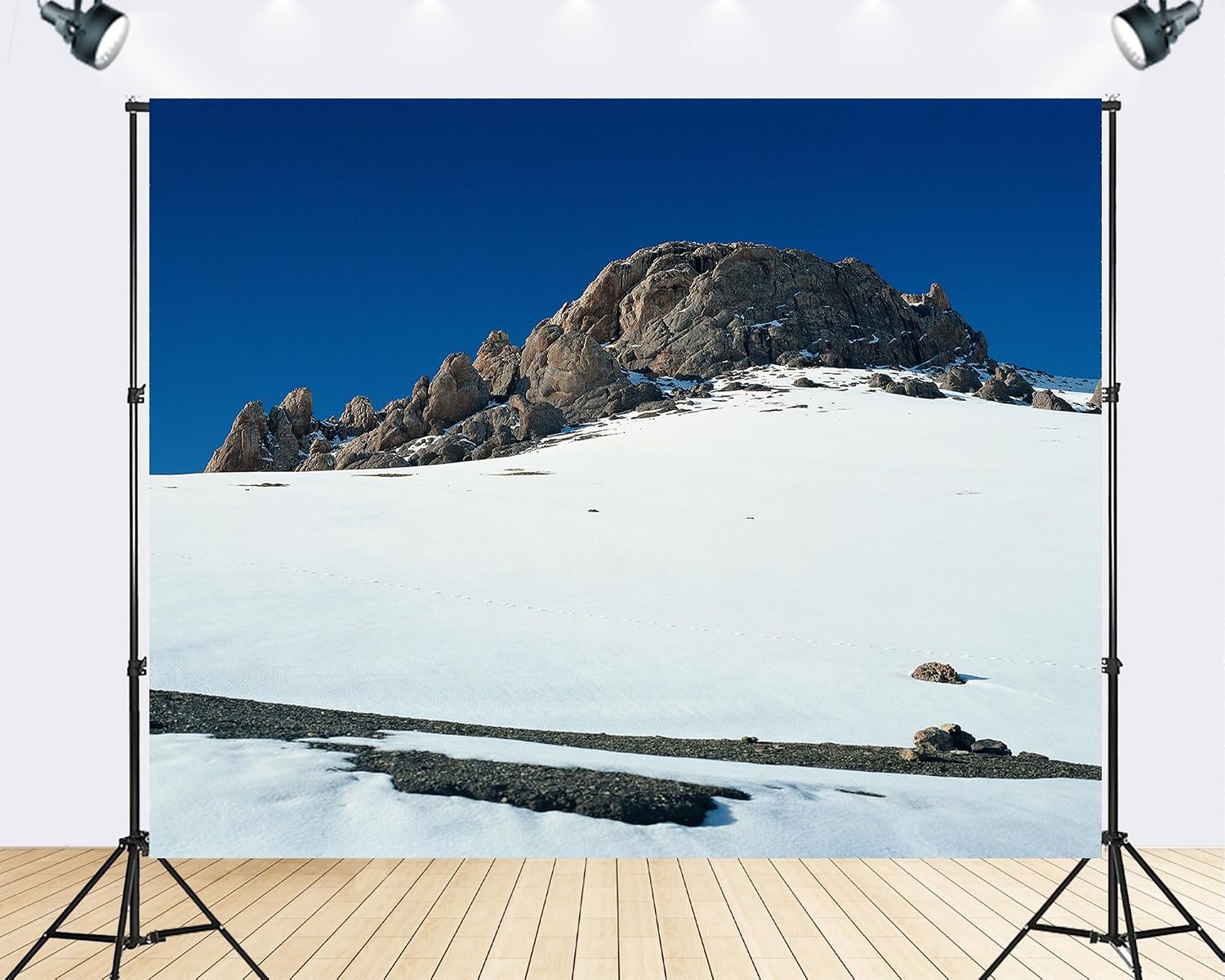 Trykid 20x10ft Rocky Summit Backdrop Snow Slopes Clear Blue Sky ICY Terrain Rugged Outcrops Frosty Plains Open Terrain Photography Background Wedding Party Decoration Photo Booth Prop Fabric