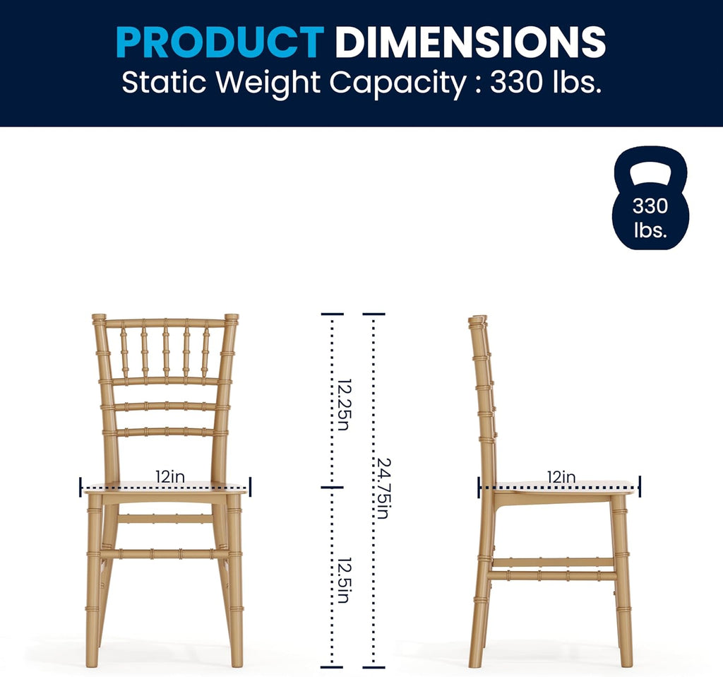 Flash Furniture Hercules 6 Pack Child's Gold Resin Party and Event Chiavari Chair for Commercial & Residential Use