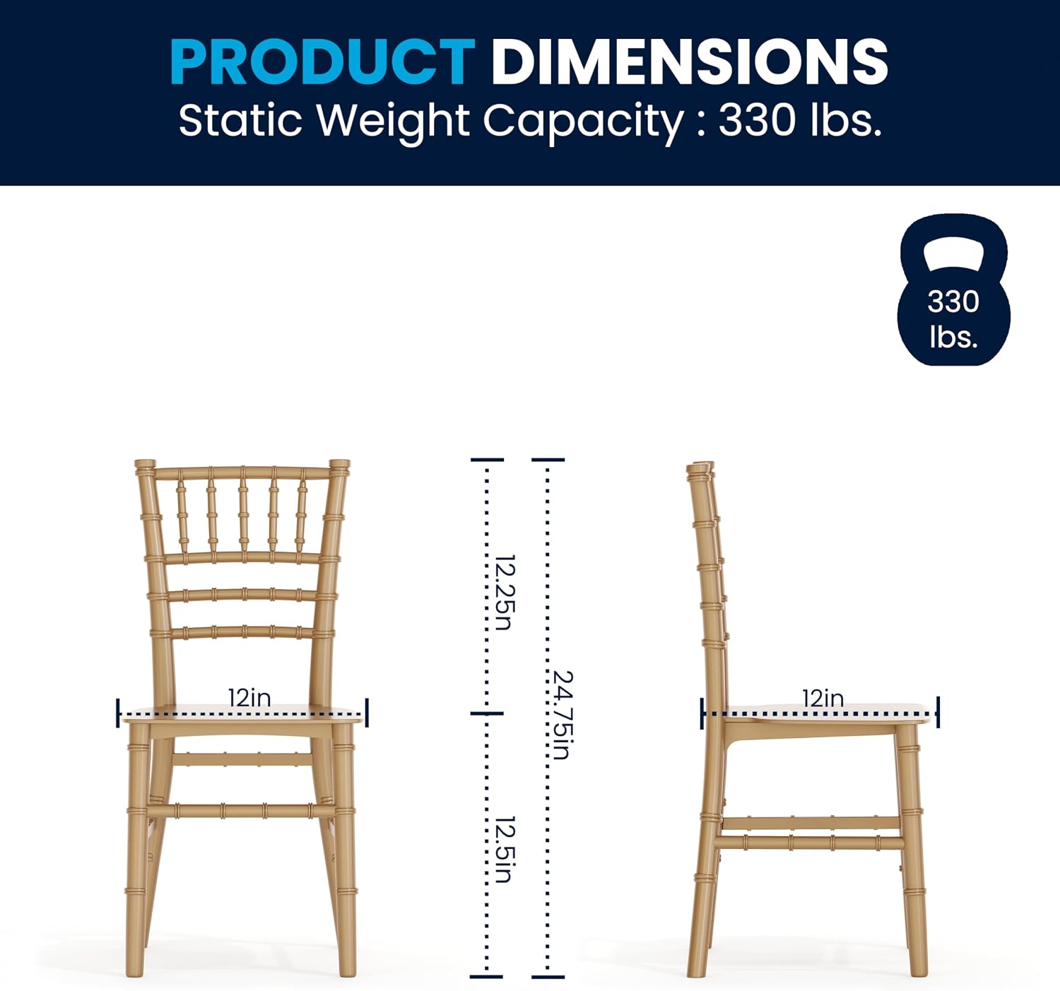 Flash Furniture Hercules 6 Pack Child's Gold Resin Party and Event Chiavari Chair for Commercial & Residential Use