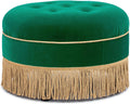 Jennifer Taylor Home Yolanda 24' Round Upholstered Accent Ottoman, Ultramarine Green