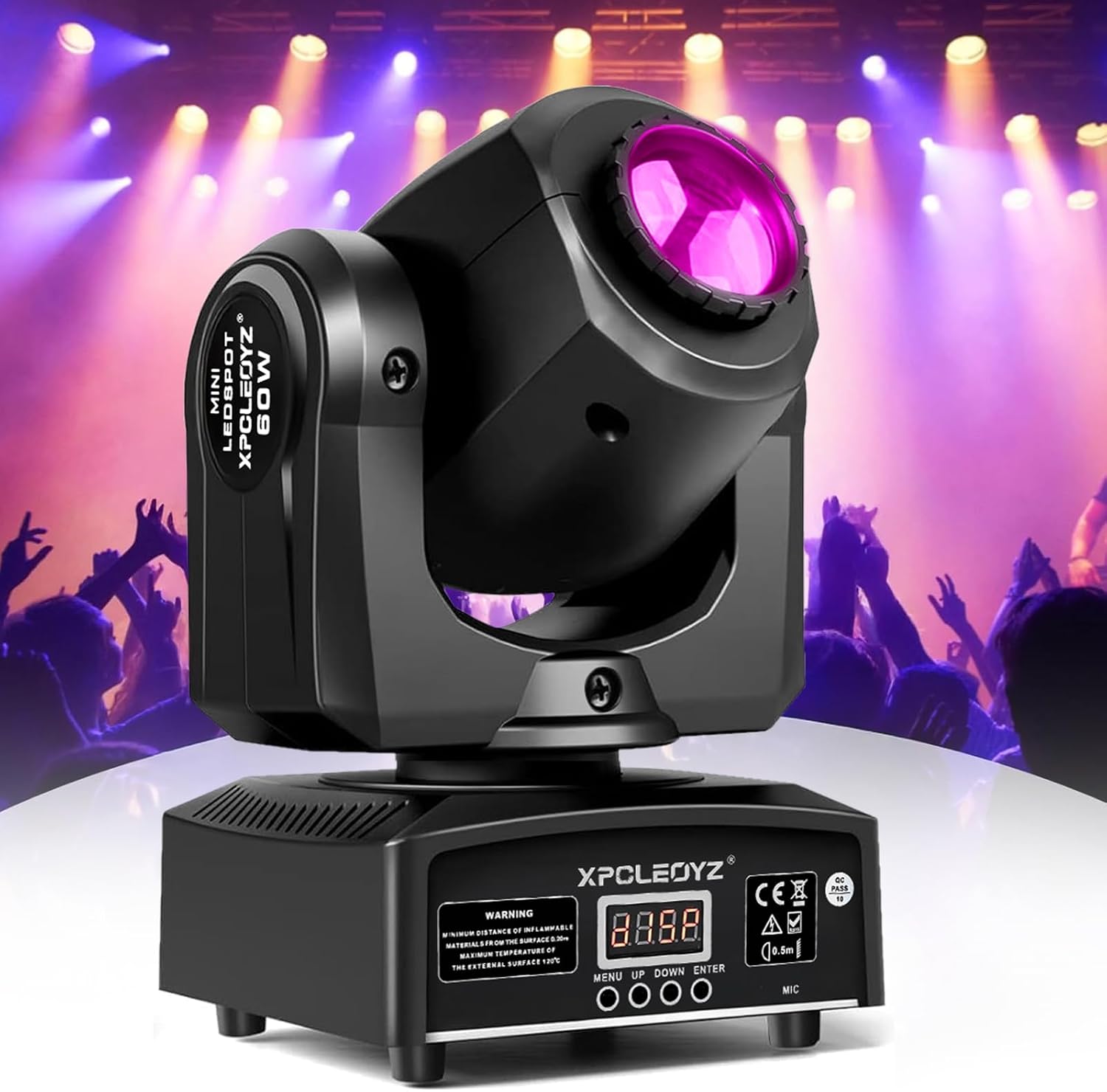 Stage Lights Moving Head Lights 8 Gobos 8 Colors 11 Channels 60W Spotlights DMX 512 with Sound Activated for Wedding DJ Party Stage Lighting 2PCS