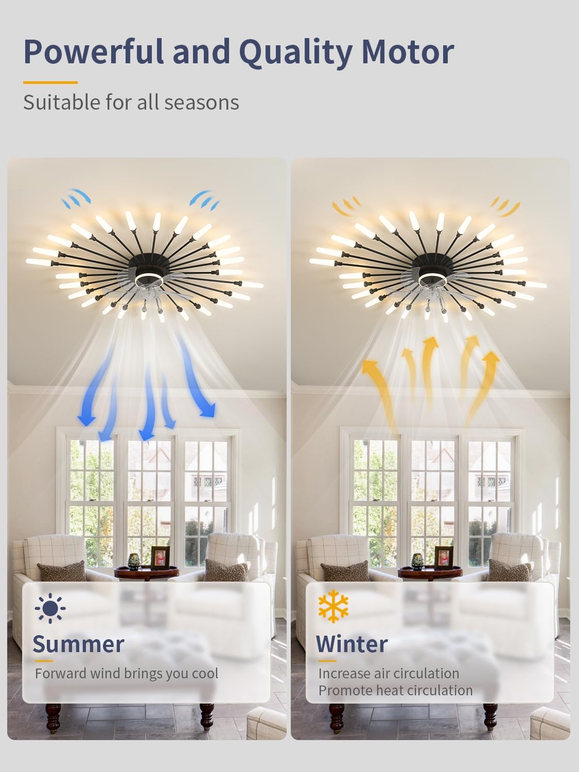39' Modern Ceiling Fan with Lights and Remote, Low Profile Ceiling Fans with Tri-Color Light 6-Speed Wind, Flush Mount Ceiling Fan with Led Light for Living Room Bedroom Dining Room，Black