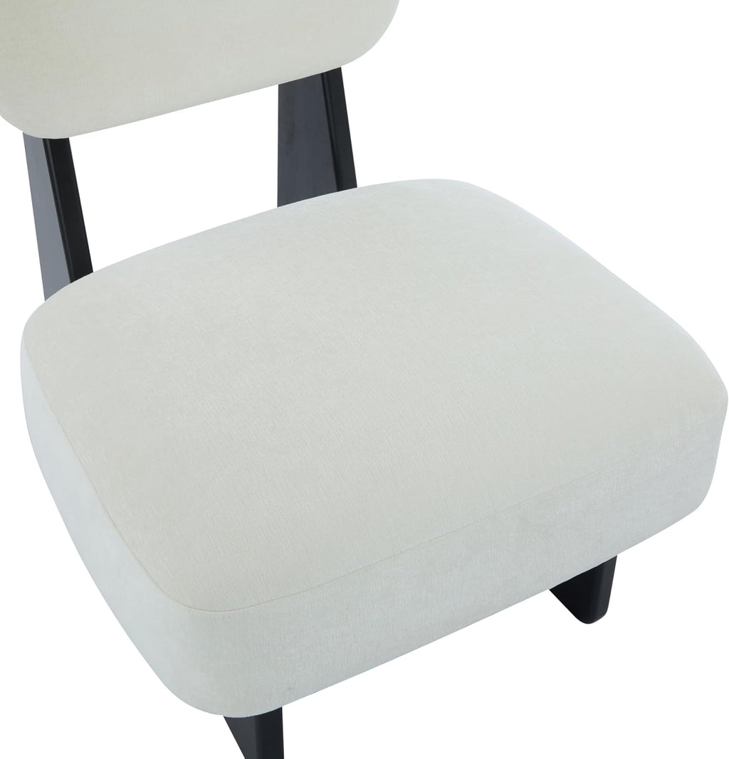 Christopher Knight Home Mores Low Profile Accent Chair Set of 2, Modern Living Room Armless Lounge Chair, Fabric Comfy Reading Chair for Bedroom, Wooden Frame and Thick Padded Seat, Black+White