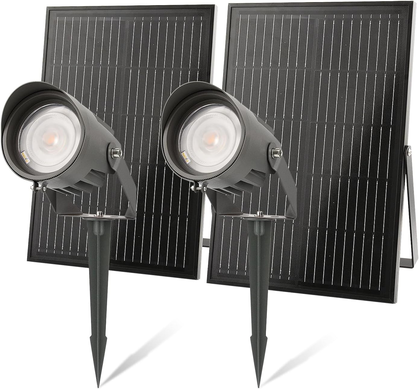 Solar-powered landscape spotlight, ultra-bright solar light for outdoor use, IP67 waterproof, remote control with 3 light colors and adjustable brightness, suitable for gardens and courtyards 2-Pack