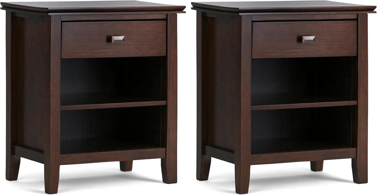 SIMPLIHOME Artisan Solid Wood 24 inch Wide Transitional-Style Bedside Nightstand Tables in Russet Brown for the Living Room and Bedroom (Set of 2)