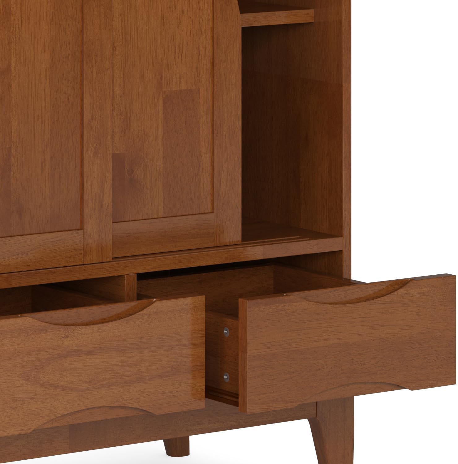 SIMPLIHOME Harper Solid Wood 48 inch Storage Cabinet in Teak Brown (Set of 2) for the Living Room, Entryway and Family Room